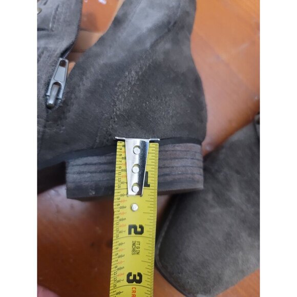 Zodiac Adele Style Brown Suede Ankle Boots With Studded Straps And Side Zippers - Picture 11 of 12